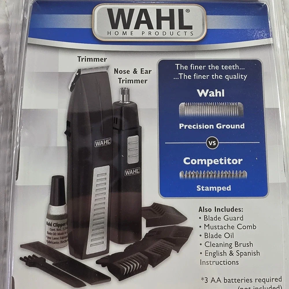 Wahl Beard Battery Trimmer Grooming Kit Nose Ear Trimmer 5537-1801 NWT 9 Lengths